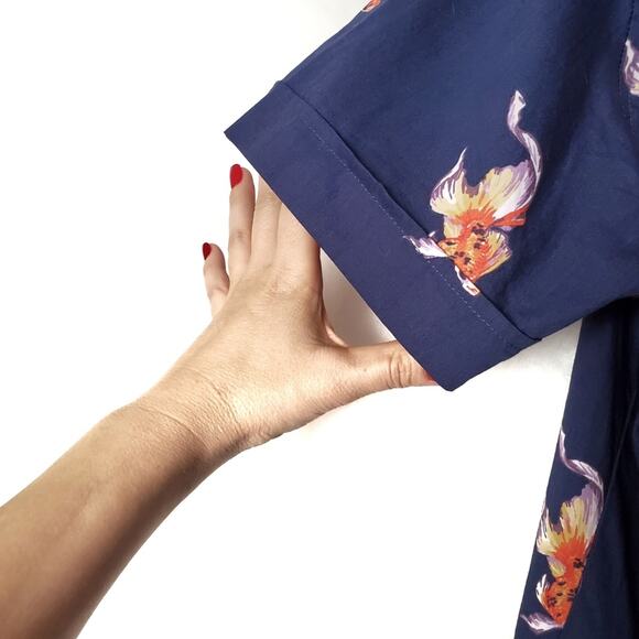 Kennington | Gold Fish Print Button Up Shirt - Picture 4 of 8